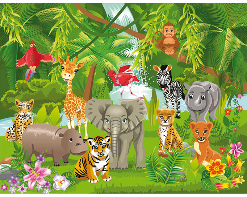 Zoomie Kids 5 Piece Friedlander Kids Jungle Animals 18.45m x 50cm Semi